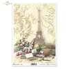 Still life, Paris, Eiffel Tower, wine, bottle, apples, picnic, plant ornament
